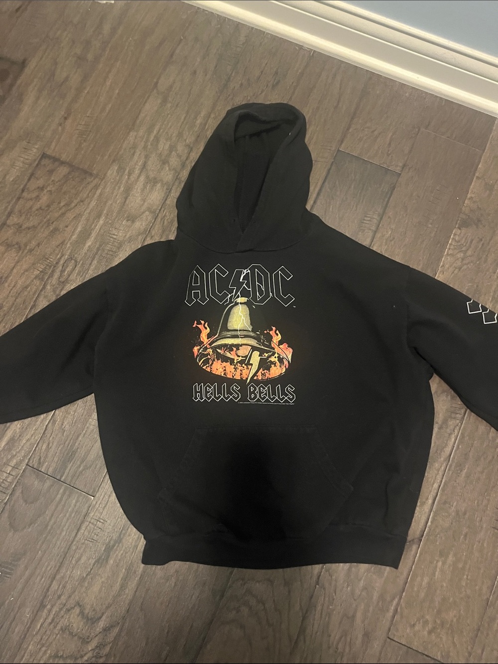 AC/DC Black Hoodie with Flaming Bell Graphic